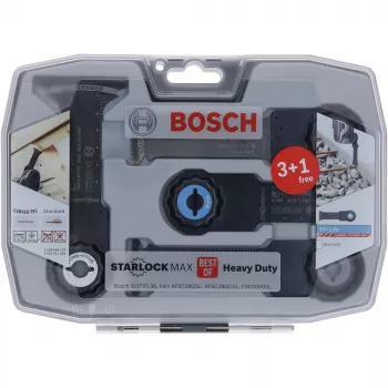 Bosch Starlock Best of Heavy Duty Sets, 4-Piece, Blade set, Metal, Wood, Black, Box