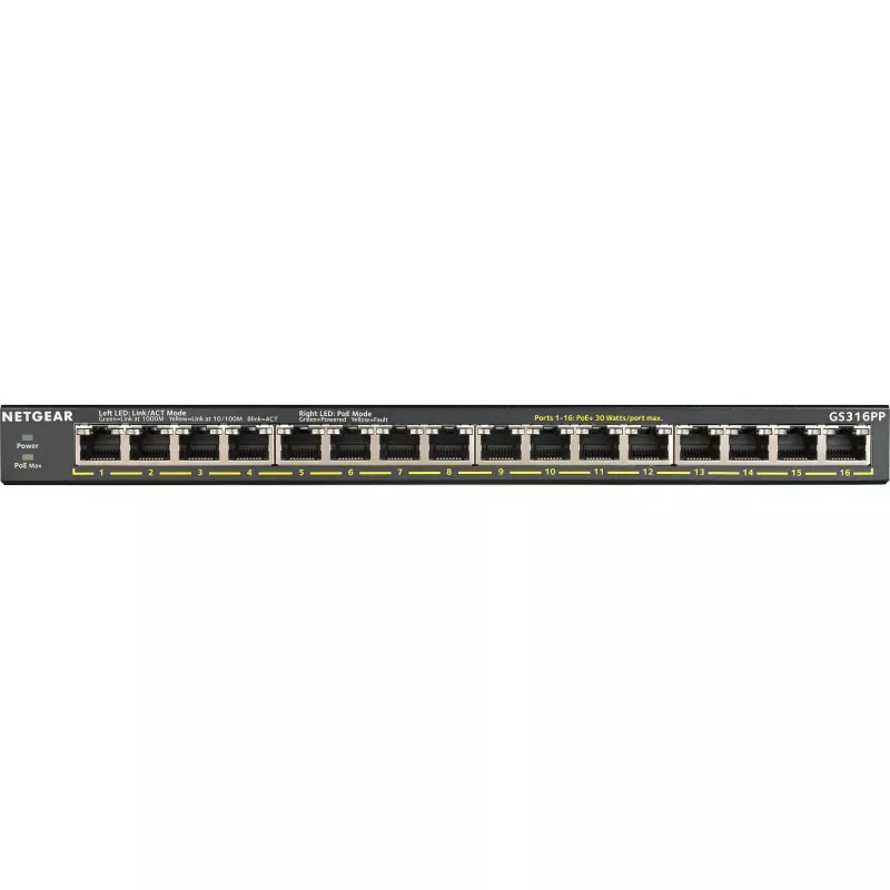NETGEAR GS316P Unmanaged Gigabit Ethernet (10/100/1000) Power over Ethernet (PoE) Black