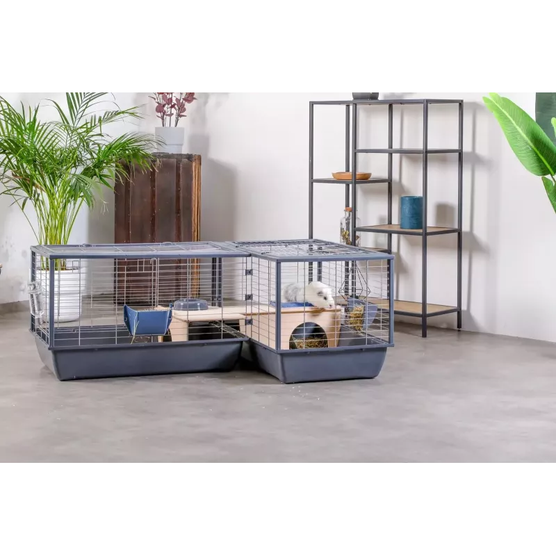 Indoor rabbit cage ZOLUX Neolife Connect 101.5×54×51 cm — metal frame, plastic base, grey
