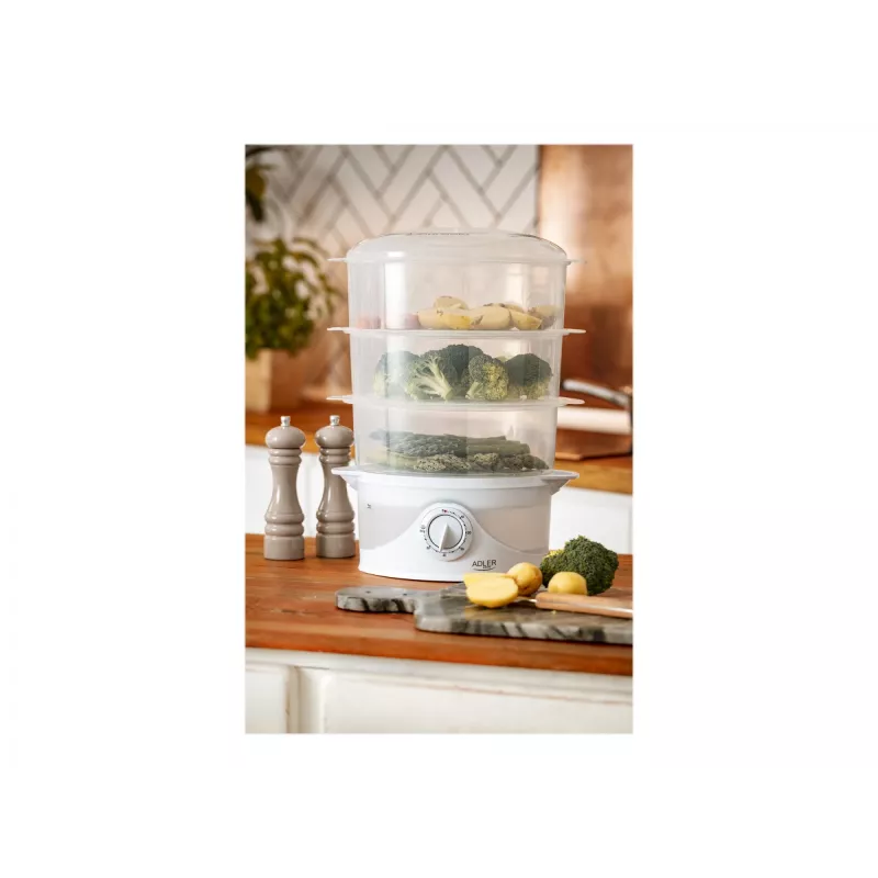 Steam Cooker Adler AD 633 3 Baskets Freestanding 800 W White