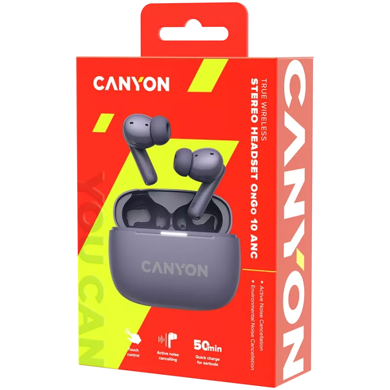 Canyon CNS-TWS10PL Headphones and Headset True Wireless Stereo (TWS) In-Ear calls/music/Sport/everyday use USB Type-C Bluetooth Violet (CNS-TWS10PL)
