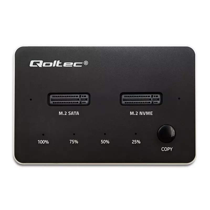 Qoltec 52274 M.2 SSD drive docking station | NVMe | SATA | USB-C | DUAL 2 x 2TB