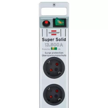 Super-Solid Power Strip 8-way (Silver, 2,5 Meter, 13.500A Surge Protection)
