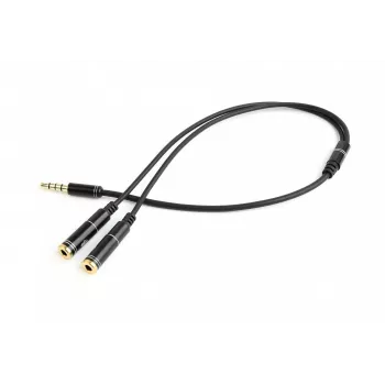 Audio adapter Gembird CCA-417M 2×3.5mm male to 3.5mm female, 0.2 m, black