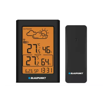 Weather station BLAUPUNKT WS15BK black — indoor/outdoor temperature and humidity monitoring