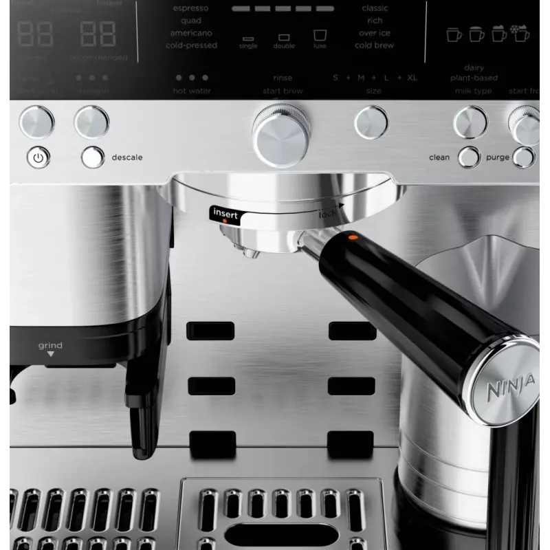 Espresso machine Ninja ES601EU — 2 L water tank, 1-cup capacity, black/stainless steel