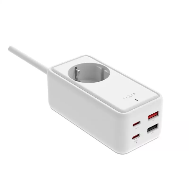 Power extension adapter FIXED FIXCS65-1.5-WH with 2× USB-C PD 65W and 2× USB-A ports