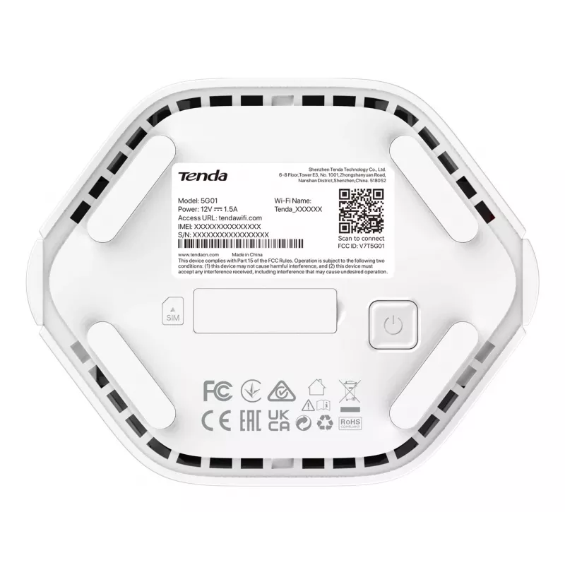 Tenda 5G01 wireless router Gigabit Ethernet Dual-band (2.4 GHz / 5 GHz) 5G White