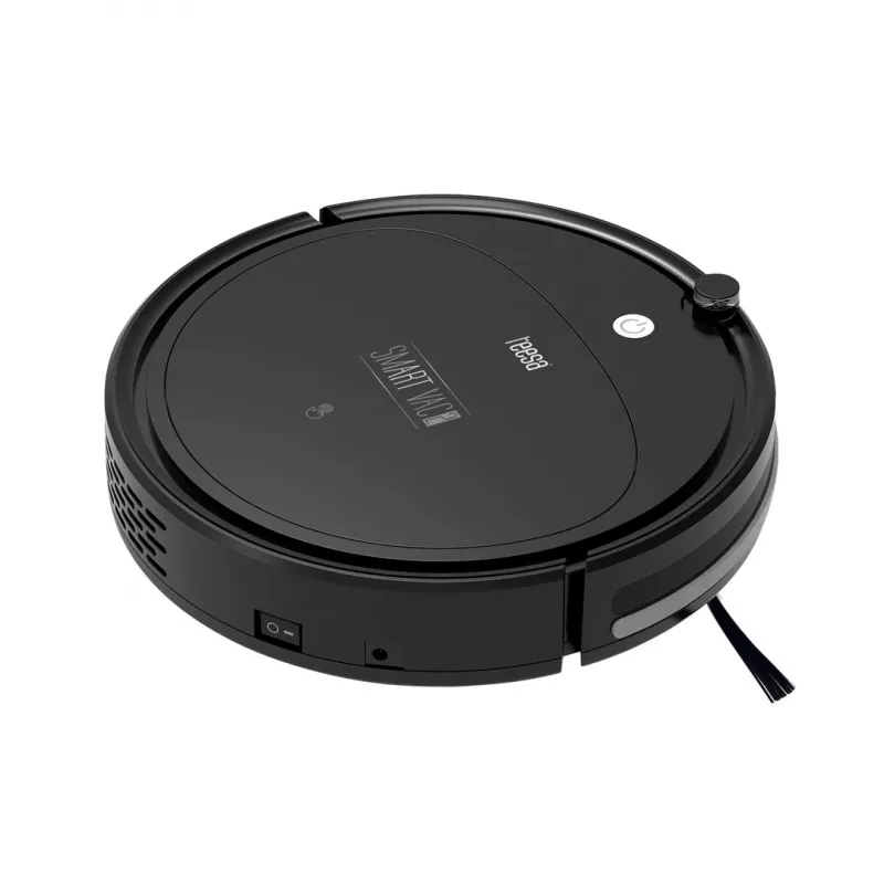 Robot vacuum cleaner TEESA Smart VAC 2 — round, black, 1000 Pa suction, 9.6V/2000mAh Li battery, 0.2 L dust box, Wi‑Fi, automatic return