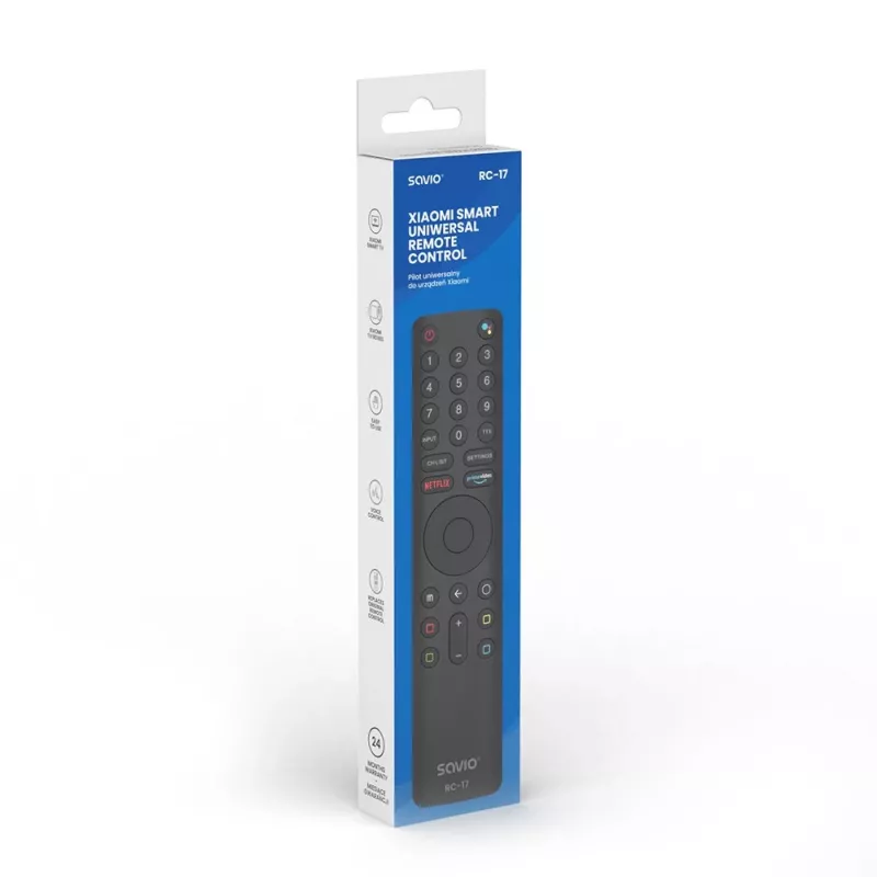 SAVIO RC-17 TV Remote Control IR/Bluetooth, supports 20 devices, 10 m range, black