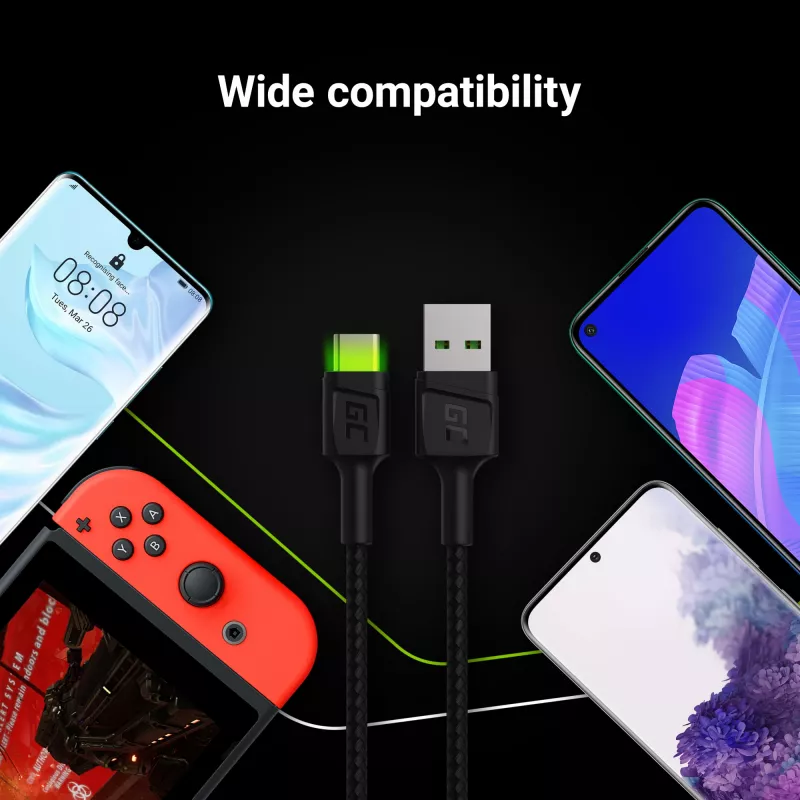 Green Cell KABGC13 USB cable USB 2.0 2 m USB A USB C Black