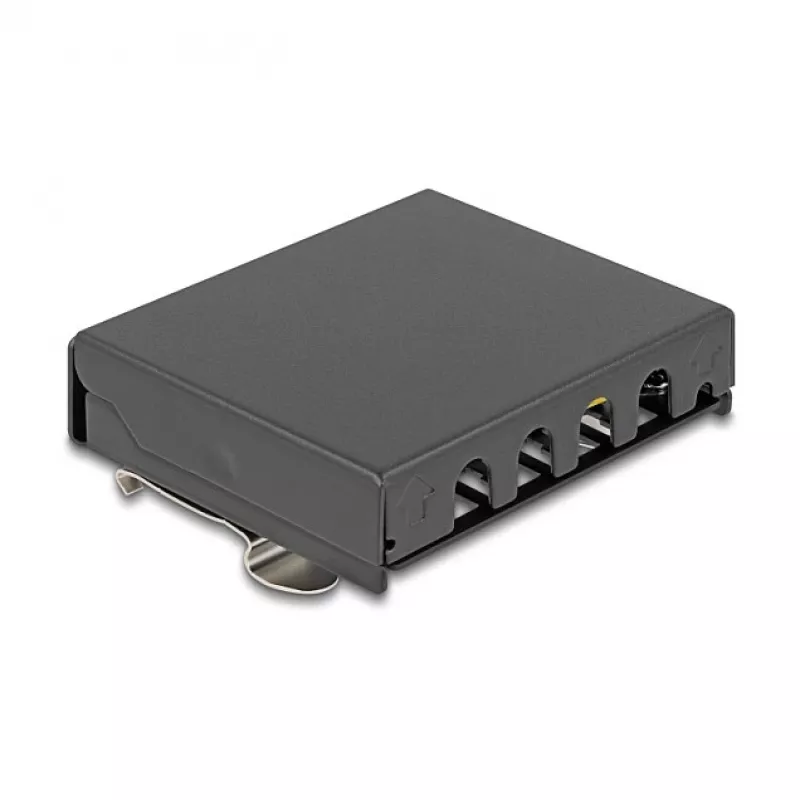 DELOCK Blank Panel 4-port for Keystone RJ-modules, black, metal – table/wall/DIN-rail mounting