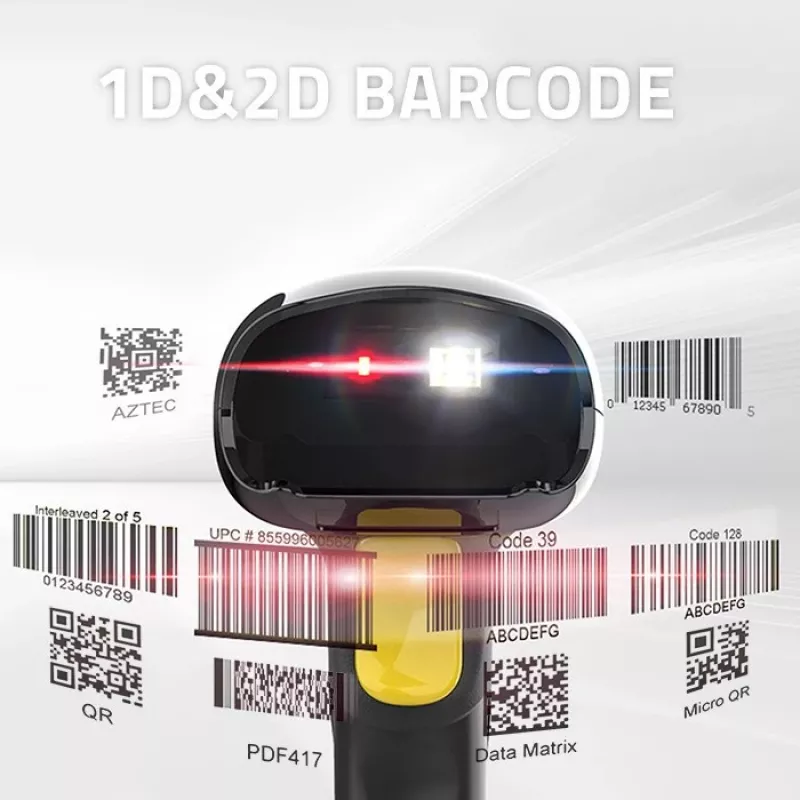 Wireless barcode scanner QOLTEC 50856 — 1D & 2D cordless handheld, USB interface, ABS housing, 170×62×100 mm, 203 g