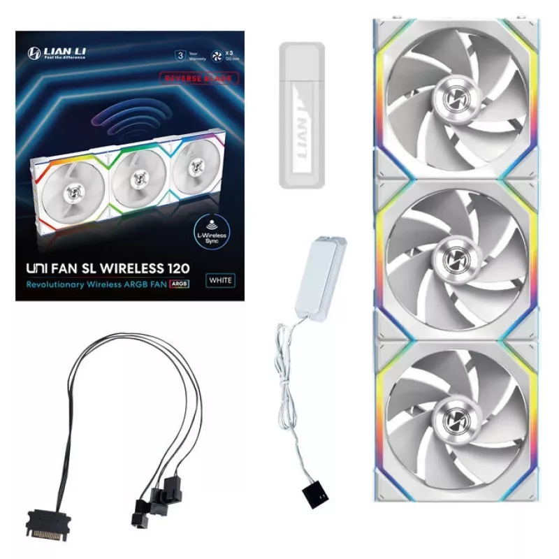 Lian Li UNI FAN SL Wireless 120 ARGB Reverse Blade White 3-Pack