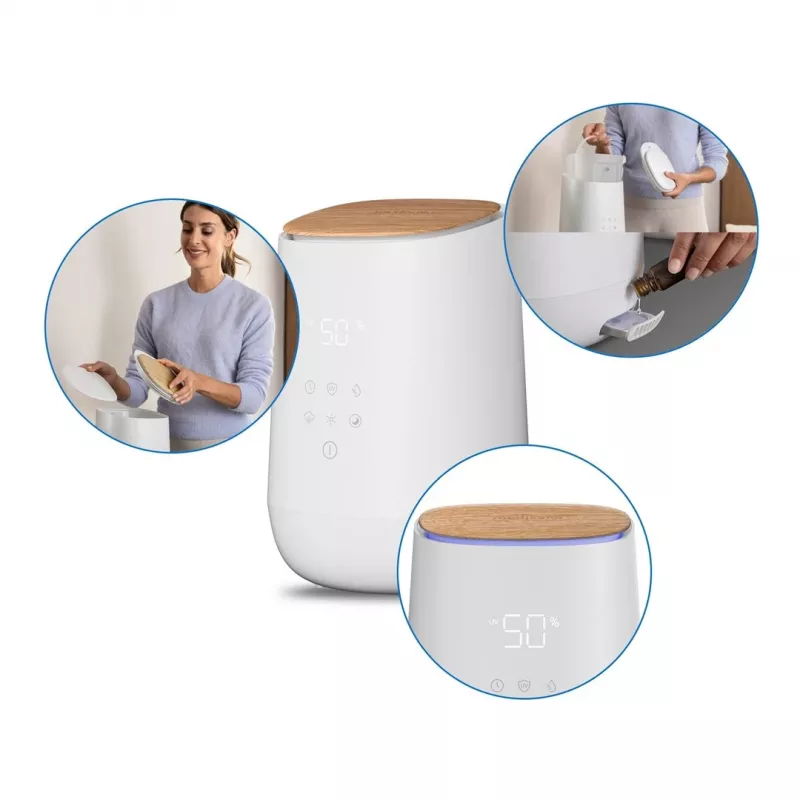 Medisana AH 680 humidifier Ultrasonic 2.6 L White, Wood 24 W