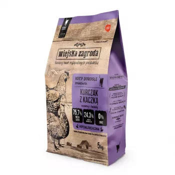 Dry cat food wiejskazagroda Chicken and Duck 5 kg — Adult, Protein 44%, Fat 17%, Moisture 6%