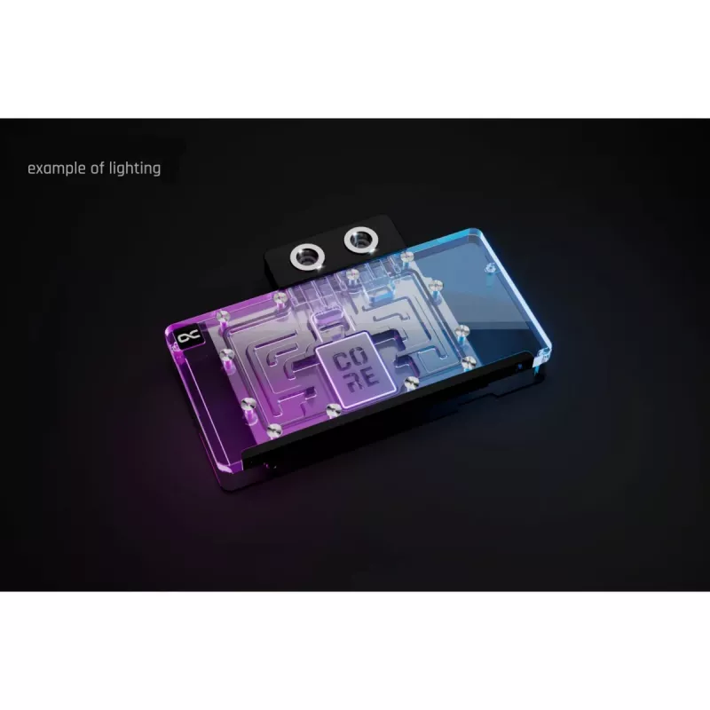 Graphics card water block Alphacool Core RX 9070 XT Hellhound+ Transparent Chrome with backplate