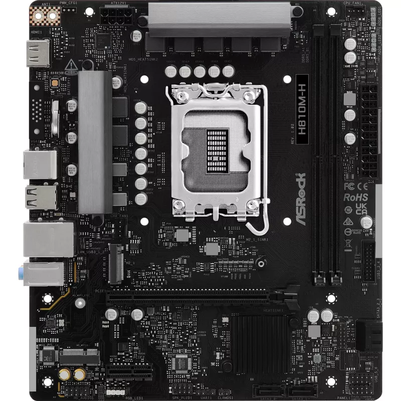 Motherboard ASROCK H810M‑X micro ATX Intel H810 LGA 1851 DDR5 2× DIMM 128GB M.2 2.5GbE HDMI DisplayPort