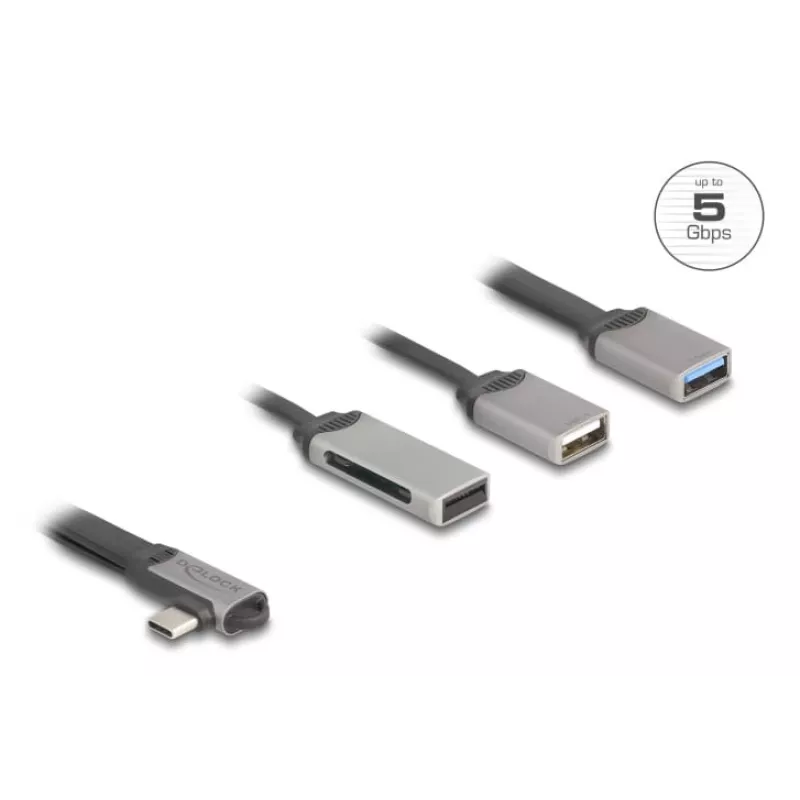 DeLOCK 64303 USB 3.2 Gen 1 Type-C Hub 5000 Mbit/s Grey