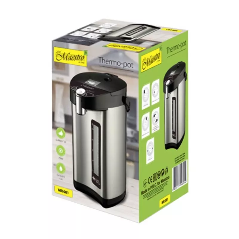 Feel-Maestro MR-081 thermo-pot 3.8 L Silver, Black