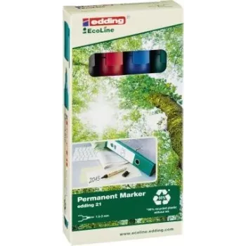 Permanent Marker Edding EcoLine 21 Black Blue Green Red 4 pcs