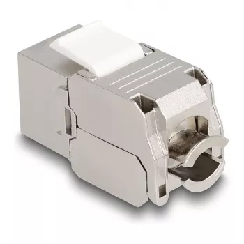 DeLOCK Keystone Module RJ45 jack to LSA Cat.6A with LED Silver White