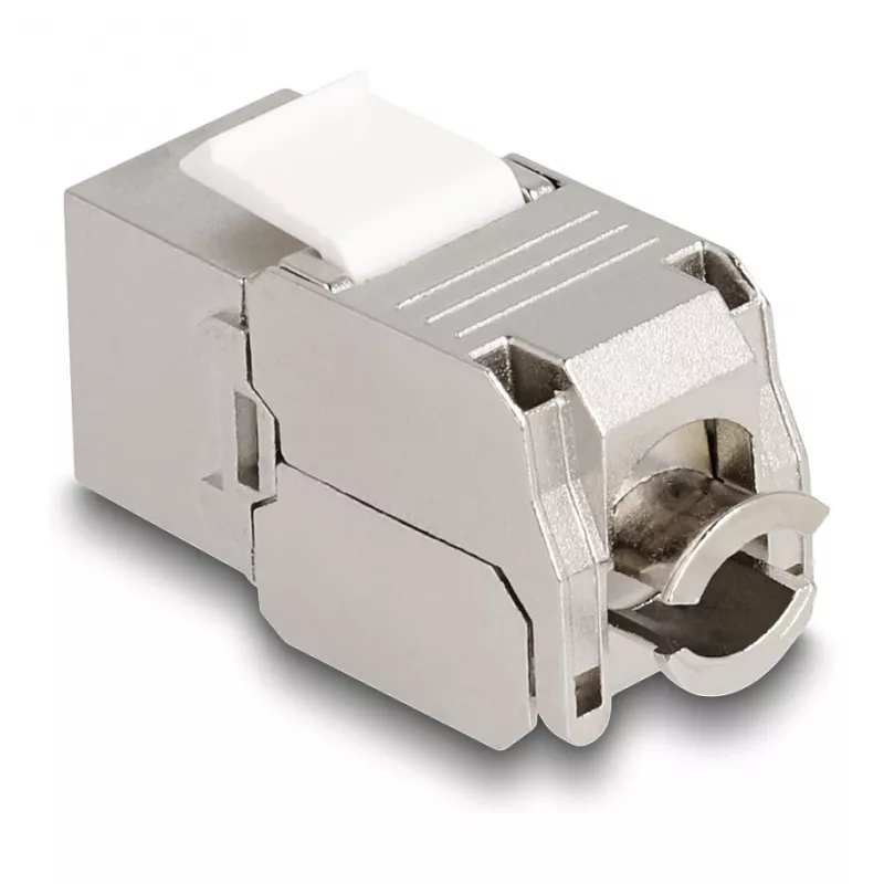 DeLOCK Keystone Module RJ45 jack to LSA Cat.6A with LED Silver White