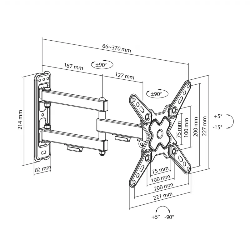 SBOX LCD mount LCD-223-2 for 13–43 inch screens, max load 20 kg, VESA up to 200x200