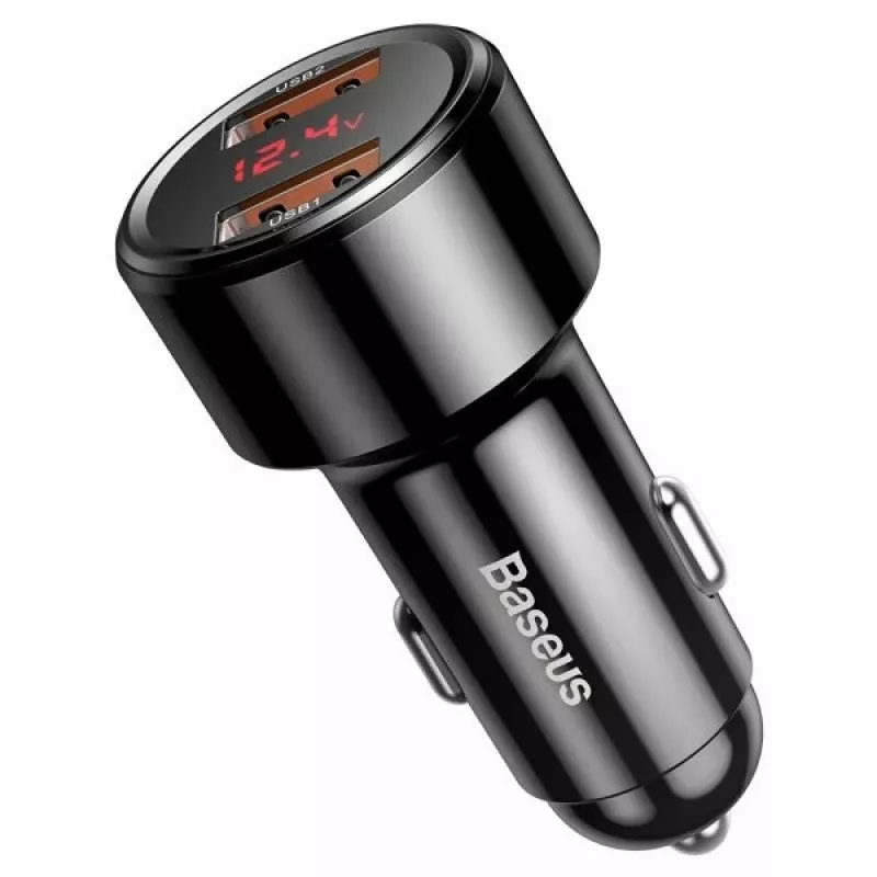 Car USB Fast Charger Baseus CCMLC20A-01 — for Smartphones, Input 12–24V, Output up to 20V, Black