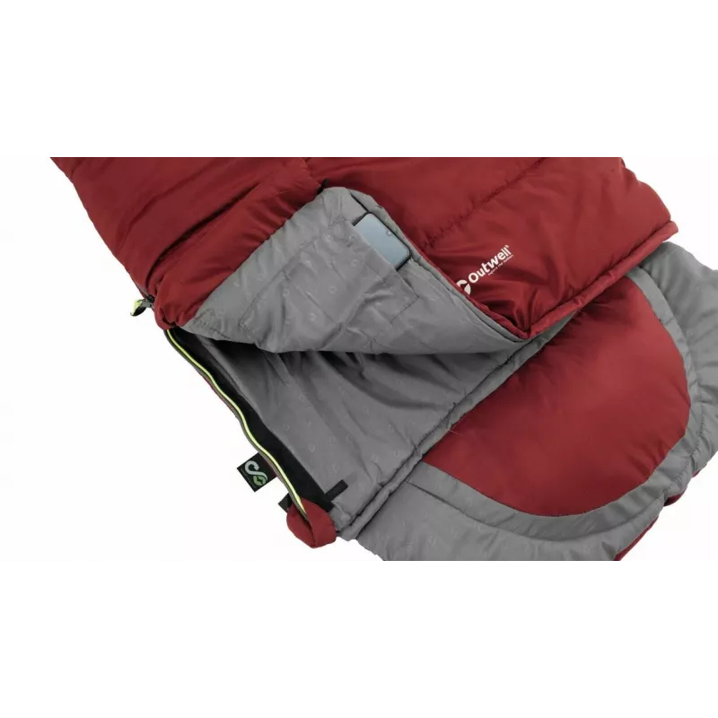 Sleeping bag Outwell Contour Junior rectangular polyester 170 cm x 70 cm, red
