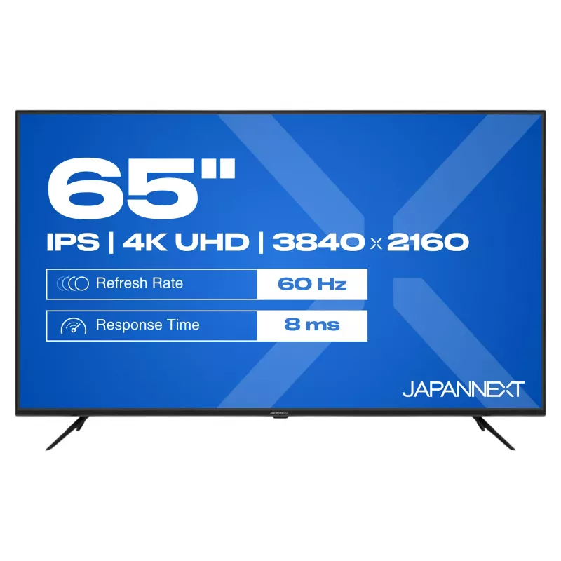 164,0cm/65 (3840x2160) JAPANNEXT JN-IPS650UHD60F 16:9 IPS 60Hz HDMI USB WLAN Speaker Black
