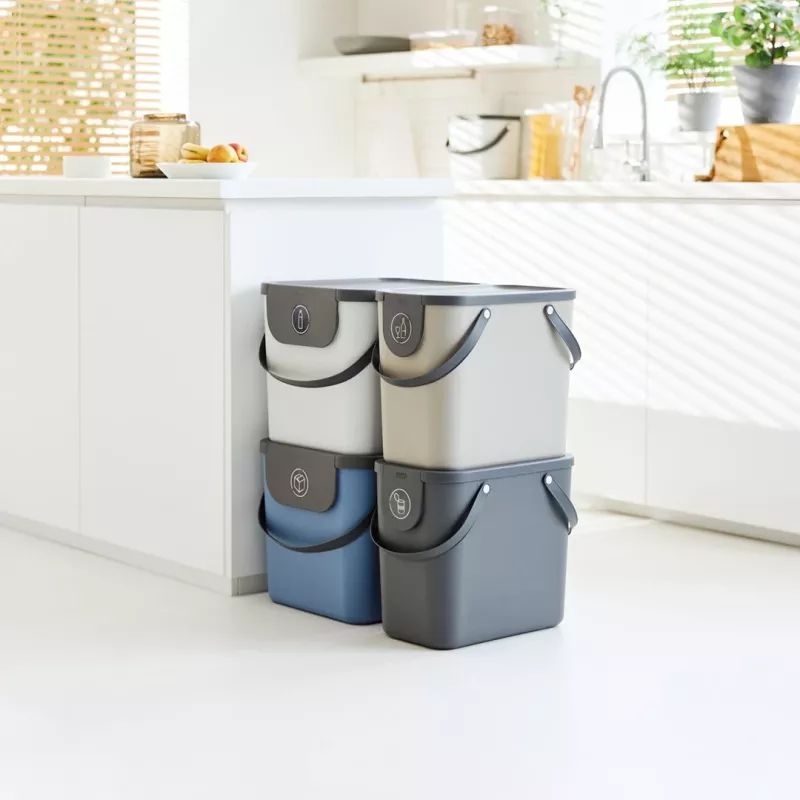 Rotho Albula 25 L rectangular storage/waste container, cappuccino, technopolymer, 25 L, 400×235×340 mm