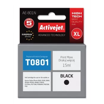 Ink cartridge ActiveJet AE-801N compatible for Epson T0801, black pigment ink 15 ml, XL high-yield, single pack