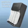 Battery charger QOLTEC 50653 for Ni‑MH AAA (R03) and AA (R6) rechargeable batteries, 220–240V input, 1.2V output