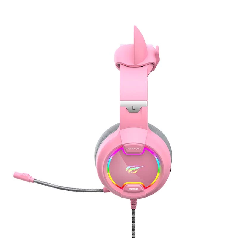 Gaming headphones HAVIT Gamenote H2233D RGB — over-ear wired, pink