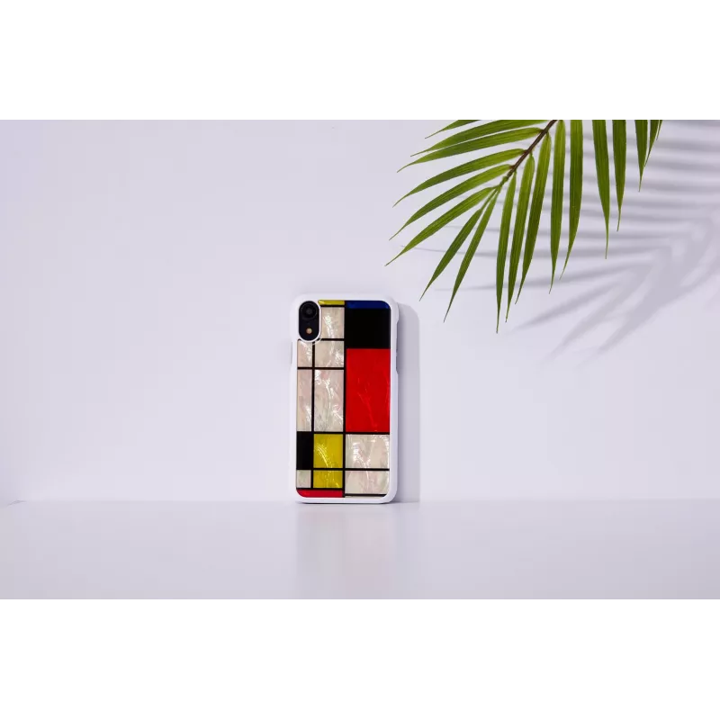 Smartphone case iKins for iPhone XR Mondrian White — protective hard back cover