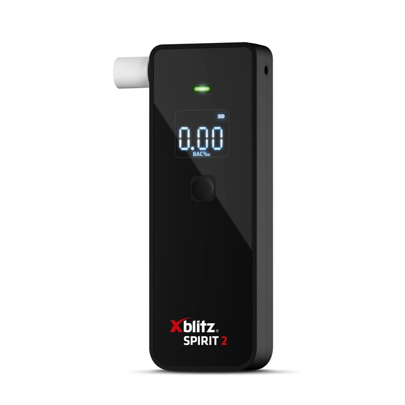 Breathalyzer Xblitz Spirit 2 compact alcohol tester, BAC 0–4%, accuracy 1%, LCD, 111×35×24 mm, 77 g, 2×1.5V batteries, 2 pcs