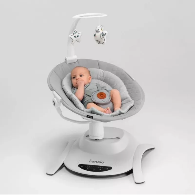 Cradle / Rocking Cradle Lionelo Bella Set Grey Concrete – infant bed with rocking function