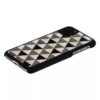 Smartphone case iKins for iPhone 11 Pro Max, black pyramid design, protective hard shell