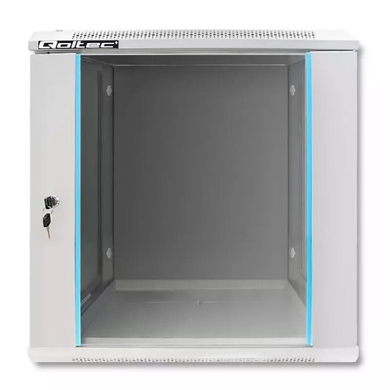 QOLTEC 54485 19-Inch 12U Wall-Mount Rack Cabinet, 600x450x635 mm, Black