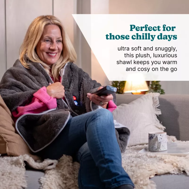 HoMedics Cordless Warming Shawl HCM-SWL100 — rechargeable wearable heater, cordless shawl for shoulders and back