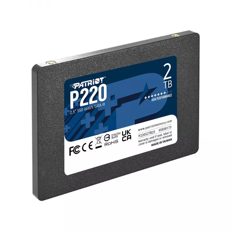 Patriot SSD||P220|2TB|SATA|Write speed 500 MBytes/sec|Read speed 550 MBytes/sec|2,5|TBW 960 TB|P220S2TB25