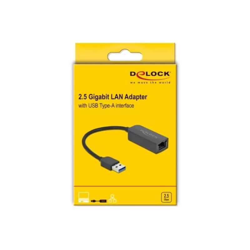 Adapter USB Type-A male to 2.5 Gigabit LAN DeLOCK 66646