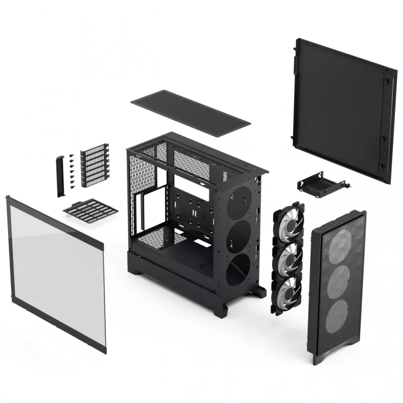Fractal Design Pop 2 Air Black Solid mid-tower PC case — ATX support, 3x 120 mm front fans, 2.5/3.5 inch drive bays, 215×481×462 mm