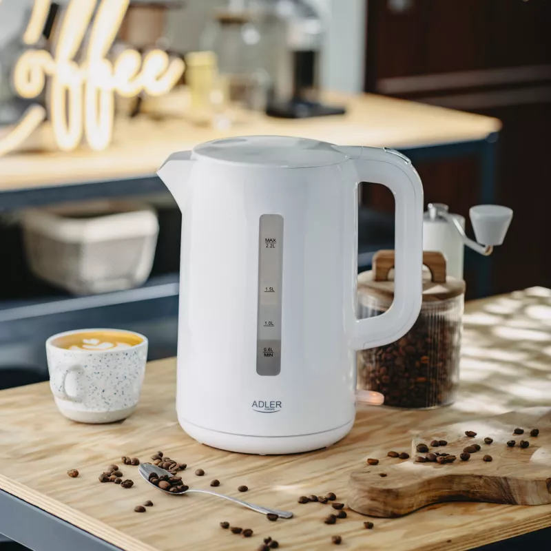 Adler Kettle | AD 1386 | Electric | 1850 W | 2.2 L | Plastic | 360° rotational base | White