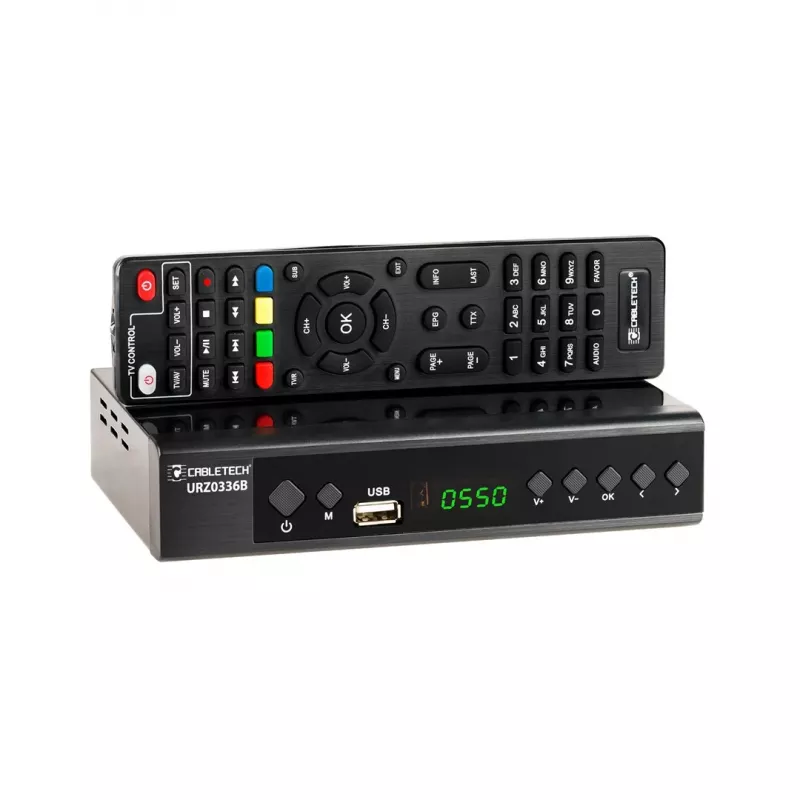 Digital TV Receiver Cabletech URZ0336C DVB-T/T2 H.265 terrestrial tuner, 470–862 MHz, 1 tuner, HDMI, USB, SCART