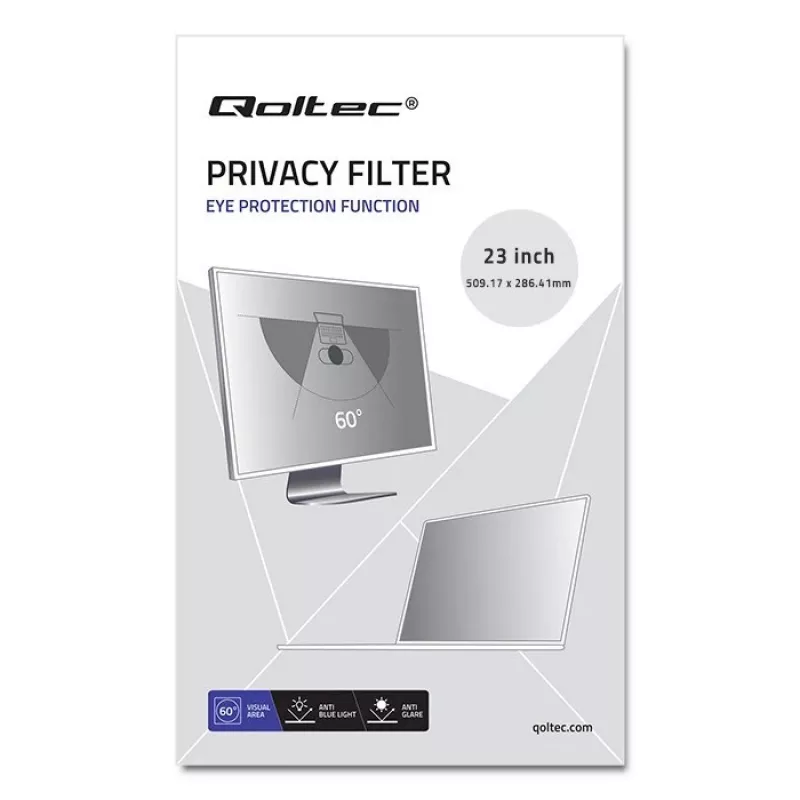 Qoltec GDPR Privacy Filter 23 | 16:9 | Eye Care | Panoramic