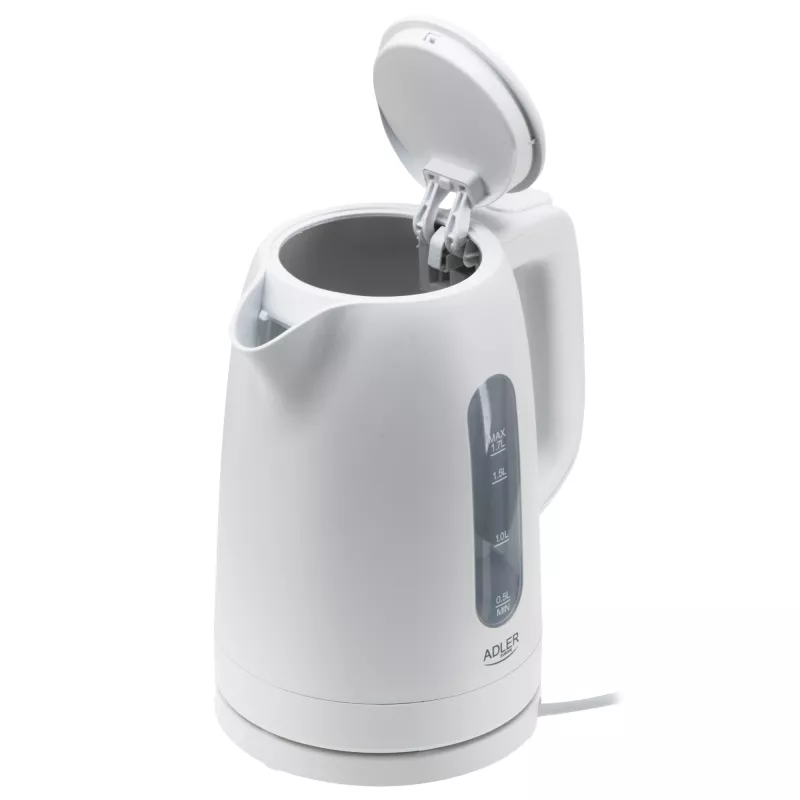 Electric kettle Adler AD 1379w — 1.7 L, up to 2200 W, white, 360° swivel base, polypropylene