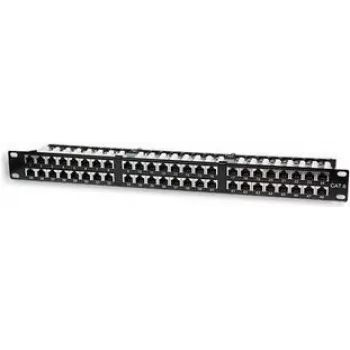 Intellinet Patch Panel, Cat5e, FTP, 48-Port, 1U, Shielded, 90° Top-Entry Punch-Down Blocks, Black