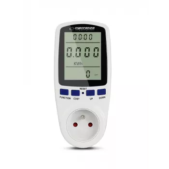 Power consumption meter ESPERANZA ELA103 with LCD display — 16 A, 3680 W, 230 V, 50–60 Hz